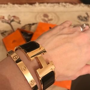 Authentic HERMES Wide H Bracelet Black-Brand New